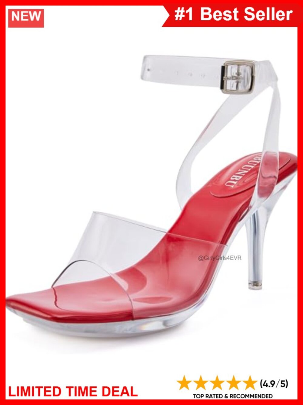 Clear Strappy Platform Heeled Sandals Square Toe Slingback